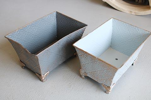 ブリキ鉢・ダマスクティンスクエア