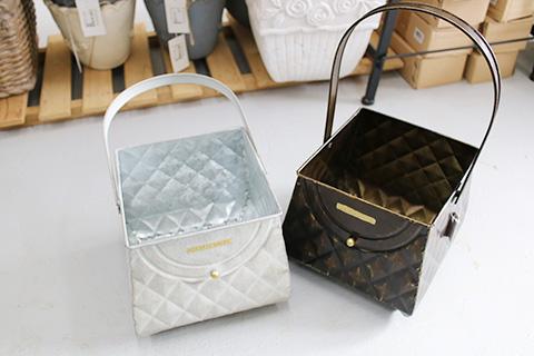 ブリキ鉢・ブランドバッグ風